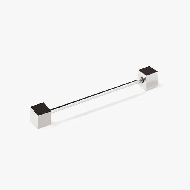 Silver Square End Collar Pin Bar