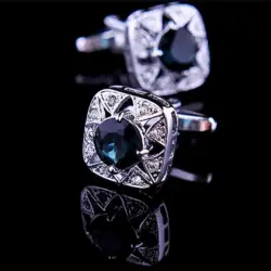 color: Rounded Rectangle Cuff links with Black Crystal