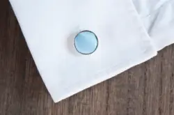 color: Sky Blue Round Cuff Links