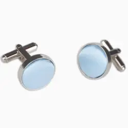 color: Sky Blue Round Cuff Links