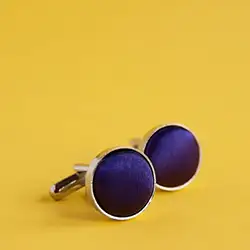 color: Dark Blue Round Cufflinks