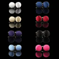 color: Dark Blue Round Cufflinks
